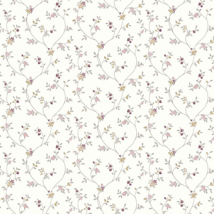 Bílá vliesová květinová tapeta na zeď, 12332, Fiori Country, Parato