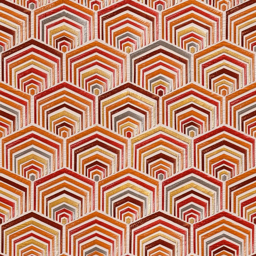 Geometrická vliesová  tapeta na zeď, červeno-oranžová, DE120045, Best Sellers, Design ID