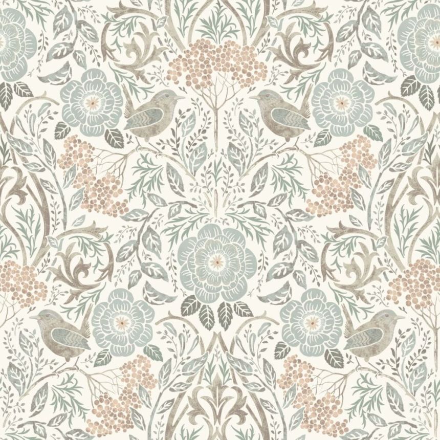 Vliesová tapeta s rostlinami a ptáčky, 139294, Vintage Flowers, Esta Home