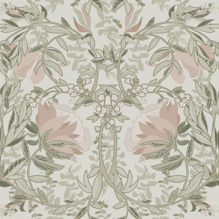 Secesní vliesová květinová tapeta na zeď, 139418, Vintage Flowers, Esta Home