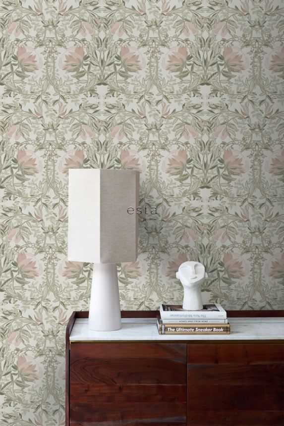 Secesní vliesová květinová tapeta na zeď, 139418, Vintage Flowers, Esta Home