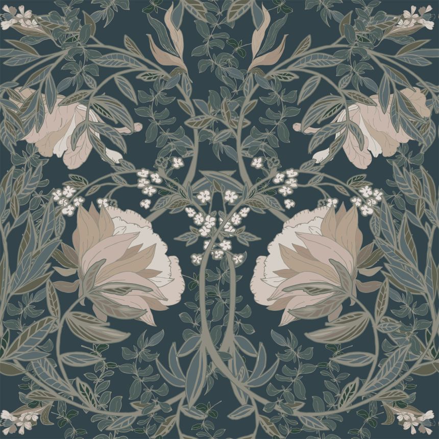 Secesní vliesová květinová tapeta na zeď, 139421, Vintage Flowers, Esta Home