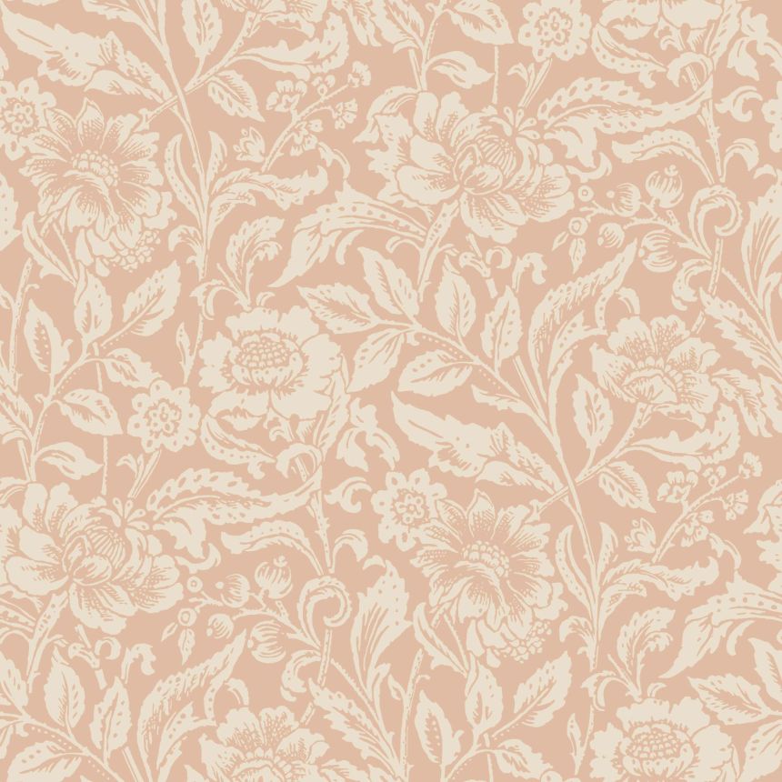Béžová vliesová květinová tapeta na zeď, 139427, Vintage Flowers, Esta Home