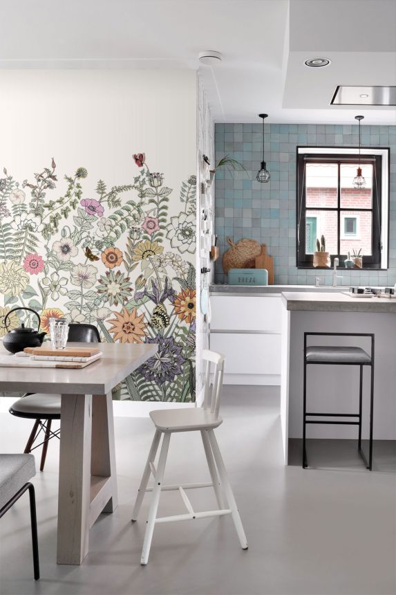 Květinová vliesová obrazová tapeta na zeď, 159107, Vintage Flowers,  Esta Home