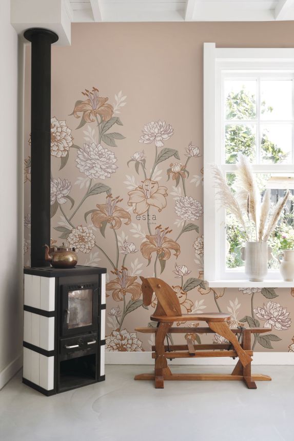 Vliesová květinová fototapeta na zeď, 159210, Vintage Flowers, Esta Home