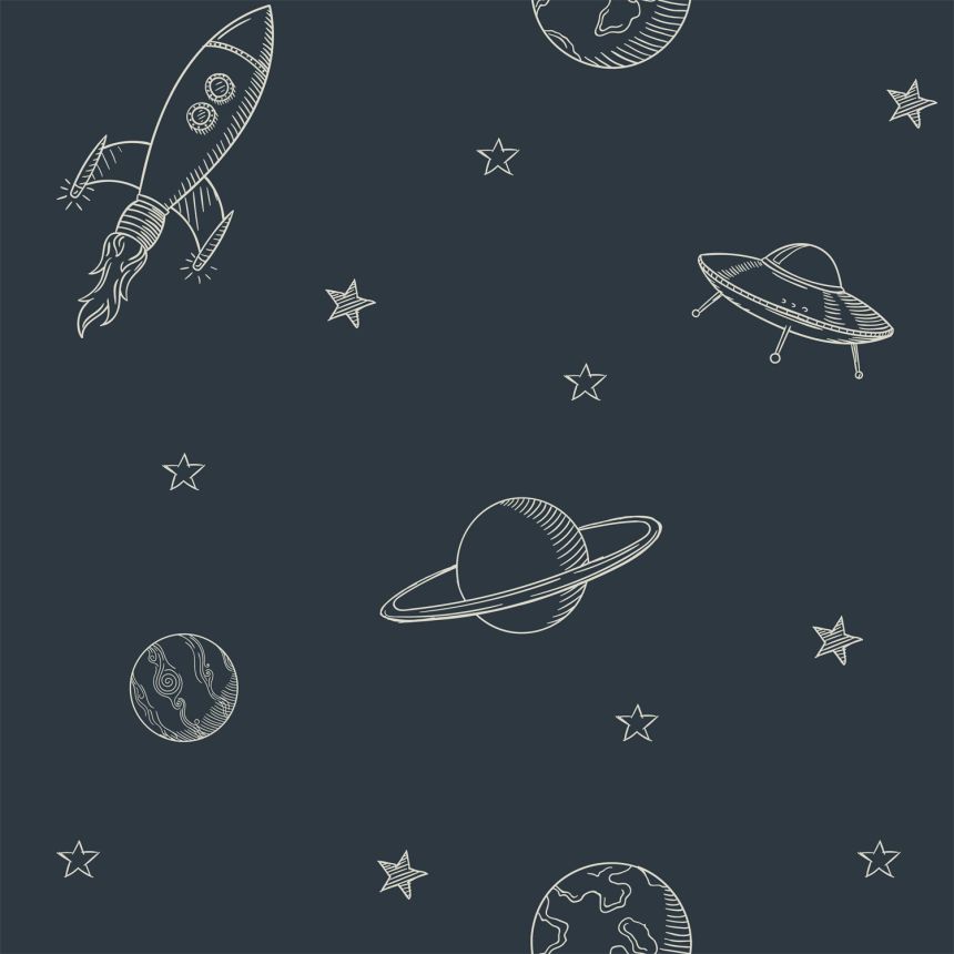 Modrá vliesová tapeta na zeď, Vesmír, 139422, To the Moon and Back, Esta Home