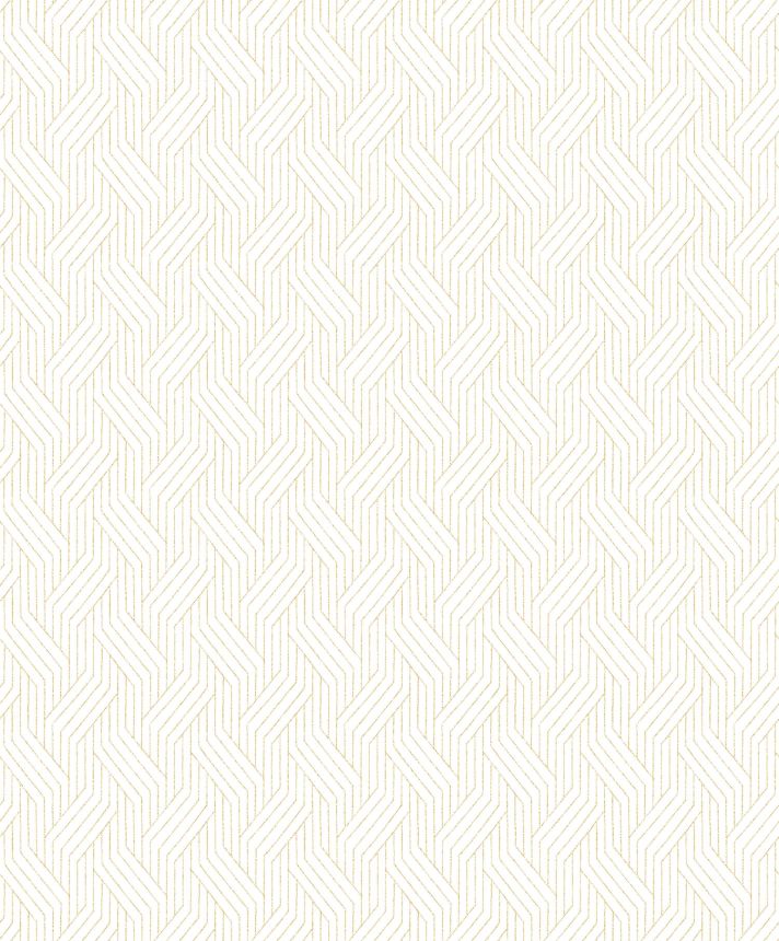 Bílo-zlatá geometrická vliesová tapeta na zeď, ZEN404, Zen, Zoom by Masureel