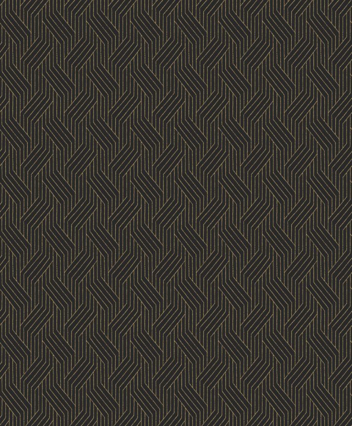 Černá geometrická vliesová tapeta na zeď, ZEN405, Zen, Zoom by Masureel