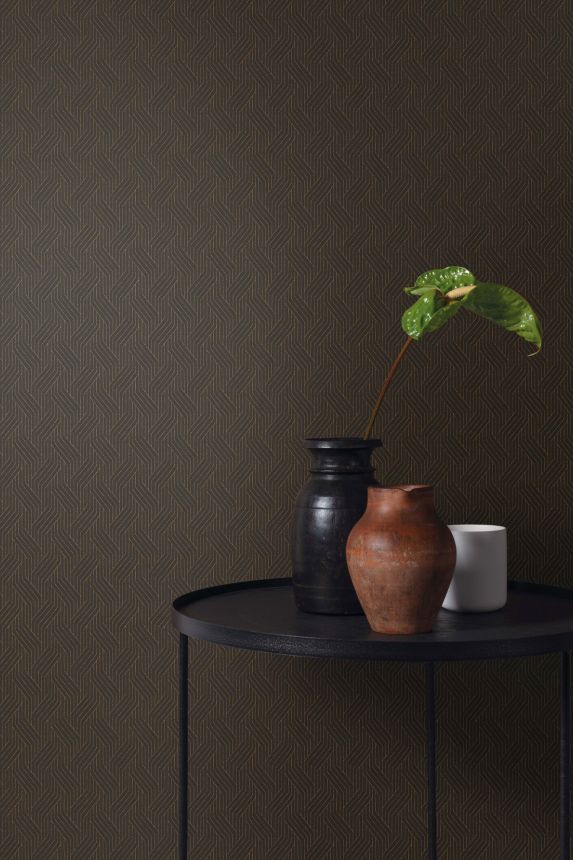 Černá geometrická vliesová tapeta na zeď, ZEN405, Zen, Zoom by Masureel