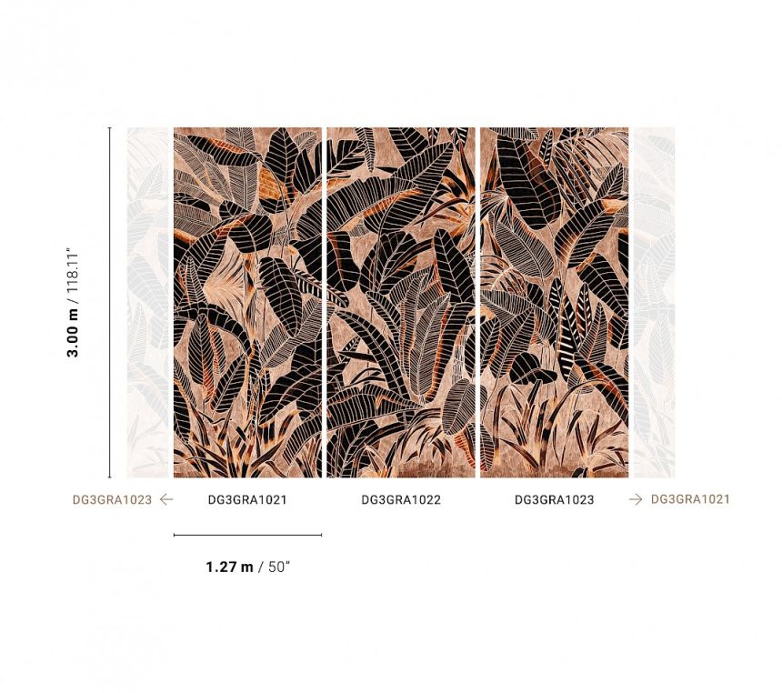 Hnědá vliesová fototapeta na zeď, Listy, DG3GRA1021, Wall Designs III, Khroma by Masureel