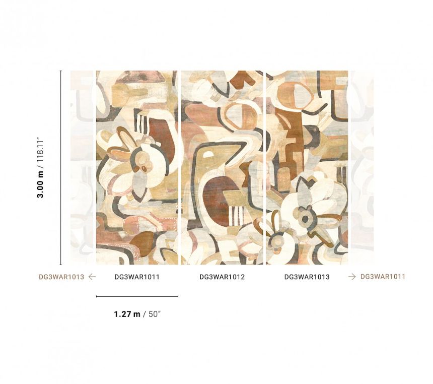 Hnědo-béžová grafická vliesová fototapeta na zeď, DG3WAR1011, Wall Designs III, Khroma by Masureel