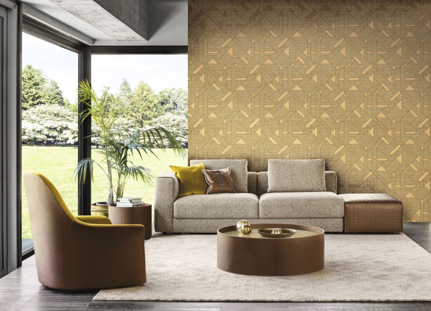Luxusní zlatá geometrická vliesová tapeta na zeď, Z18941, Trussardi 7, Zambaiti Parati