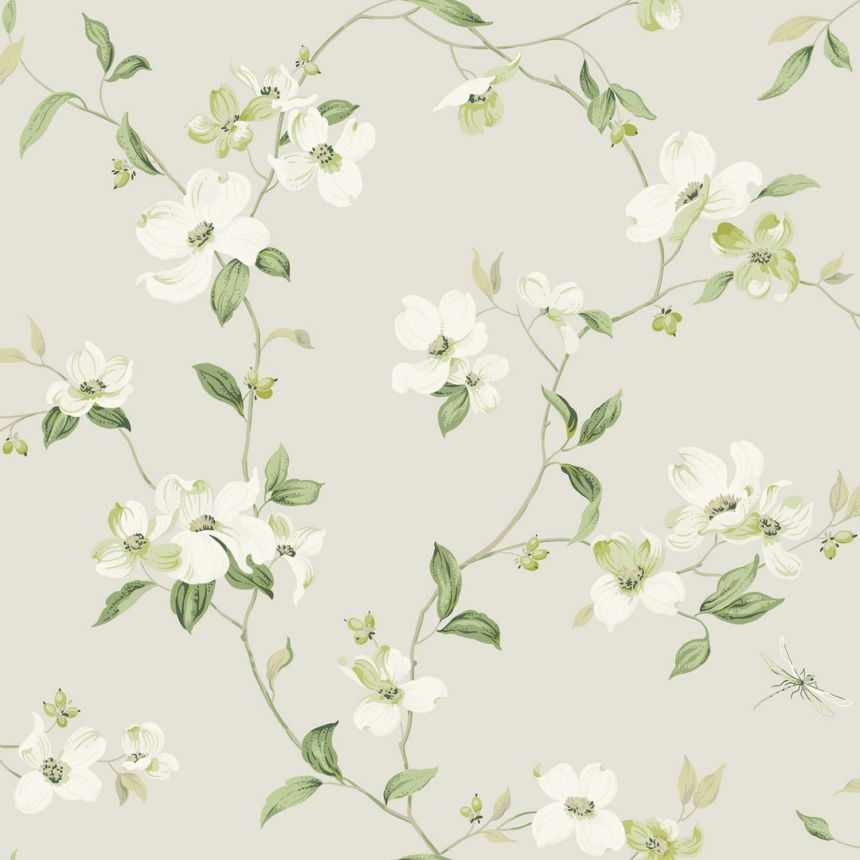 Šedá vliesová tapeta s květinami a vážkami, BL1762, Blooms Second Edition Resource Library, York