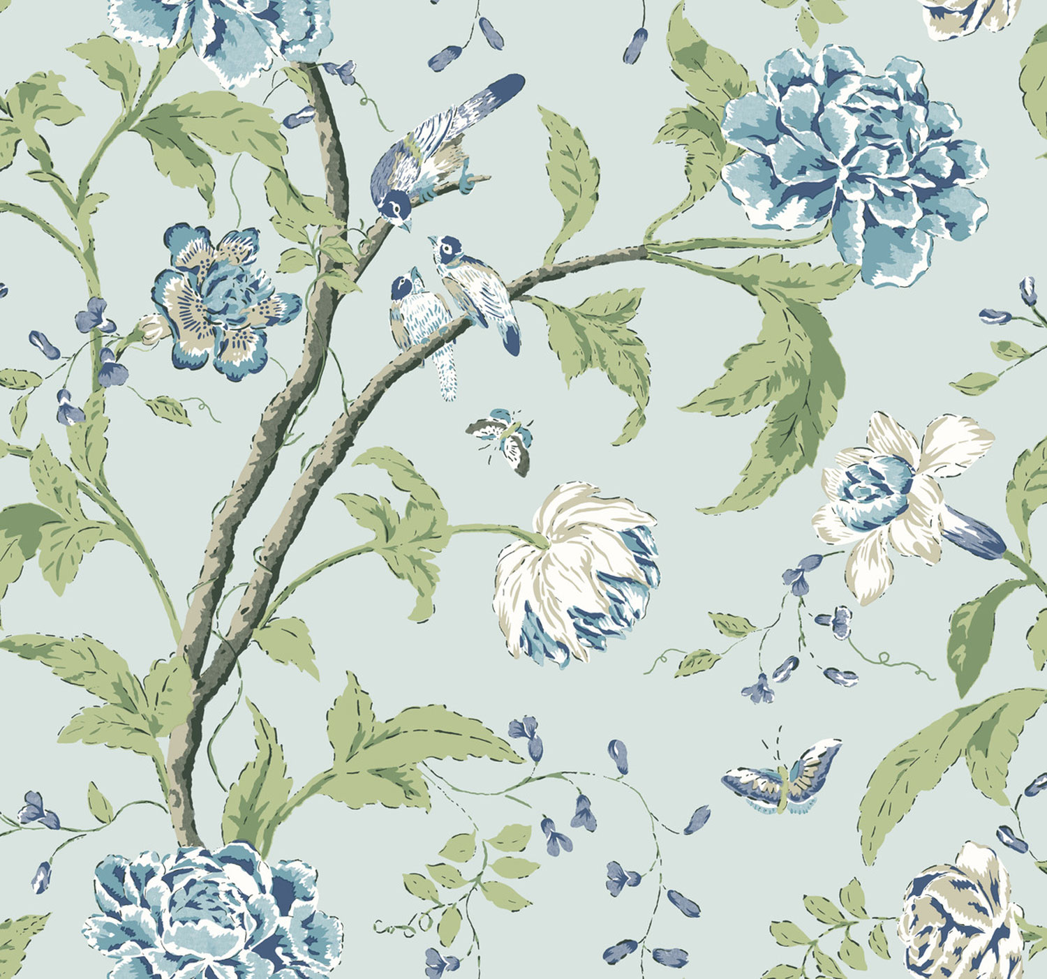 Modrá vliesová tapeta na zeď, rozkvetlé větvičky, BL1784, Blooms Second Edition Resource Library, York