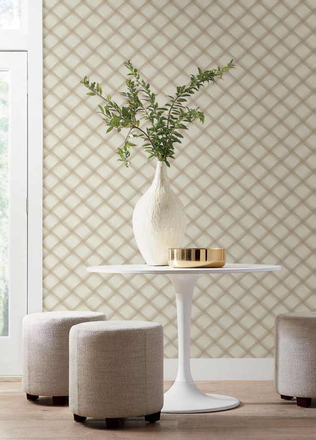 Béžová geometrická 3D vliesová tapeta na zeď, EV3965, Candice Olson Casual Elegance, York