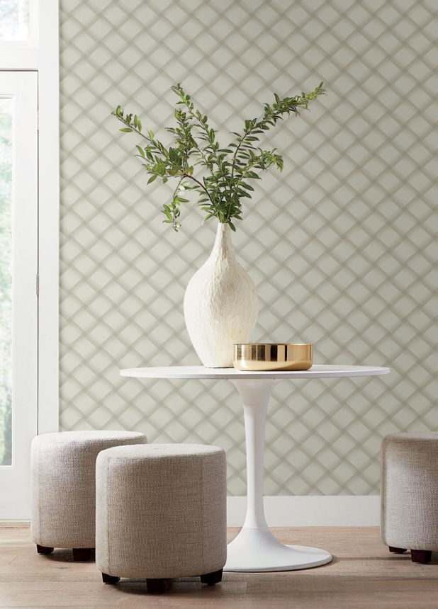 Šedo-béžová geometrická 3D vliesová tapeta na zeď, EV3967, Candice Olson Casual Elegance, York