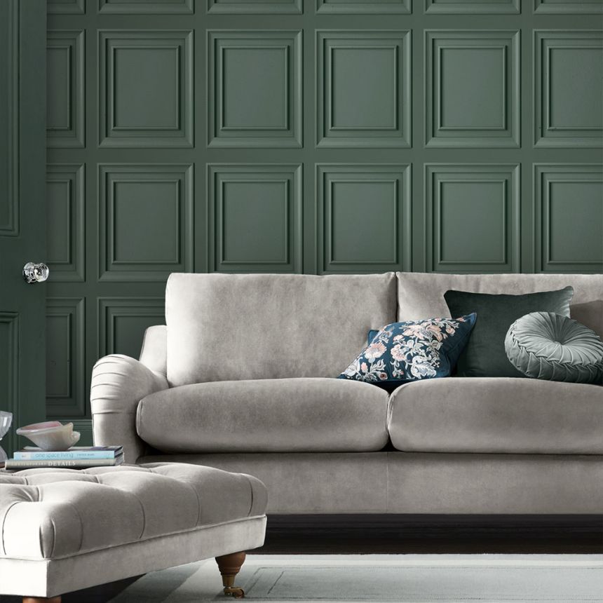 Stříbrná vliesová tapeta na zeď, 3D efekt obložení, 119845, Laura Ashley 3