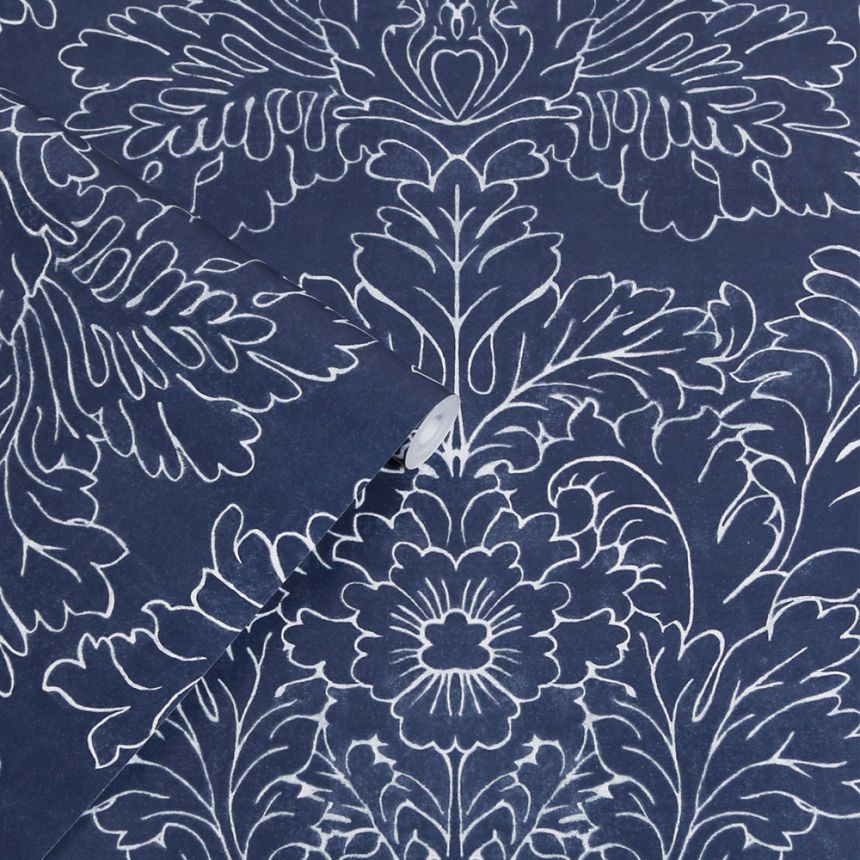 Modro-bílá vliesová tapeta na zeď, květiny, listy, 119852, Laura Ashley 3