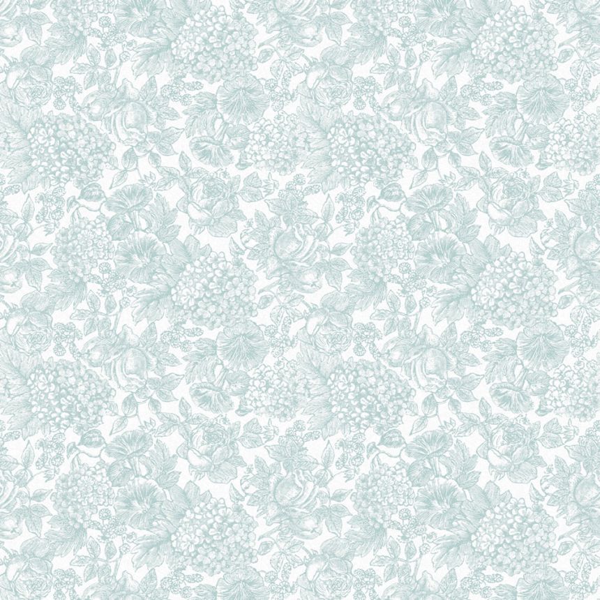 Vliesová květinová tapeta na zeď, tyrkysová, 119860, Laura Ashley 3, Laura Ashley Signature