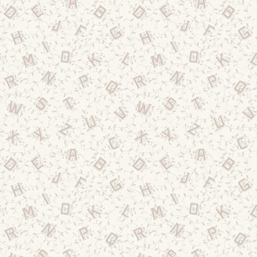 Bílo-šedá vliesová tapeta na zeď, písmena, abeceda, 119862, Laura Ashley 3