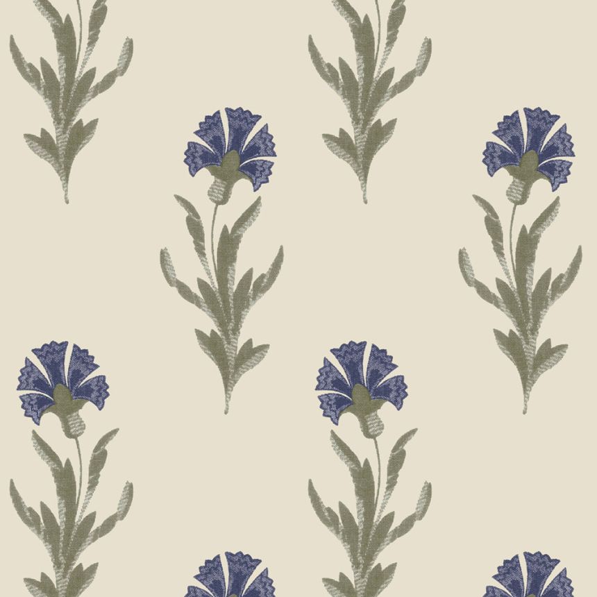 Krémová vliesová květinová tapeta s chrpami, 121068, Laura Ashley 3