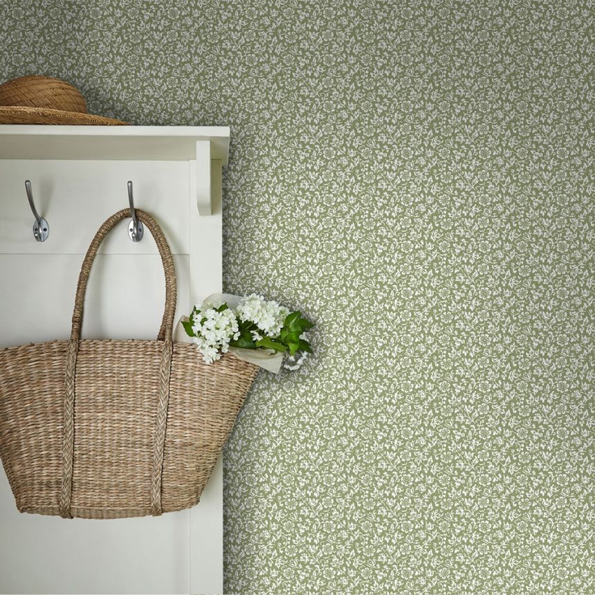 Vliesová květinová tapeta na zeď, zeleno-bílá, 121077, Laura Ashley 3, Laura Ashley Signature