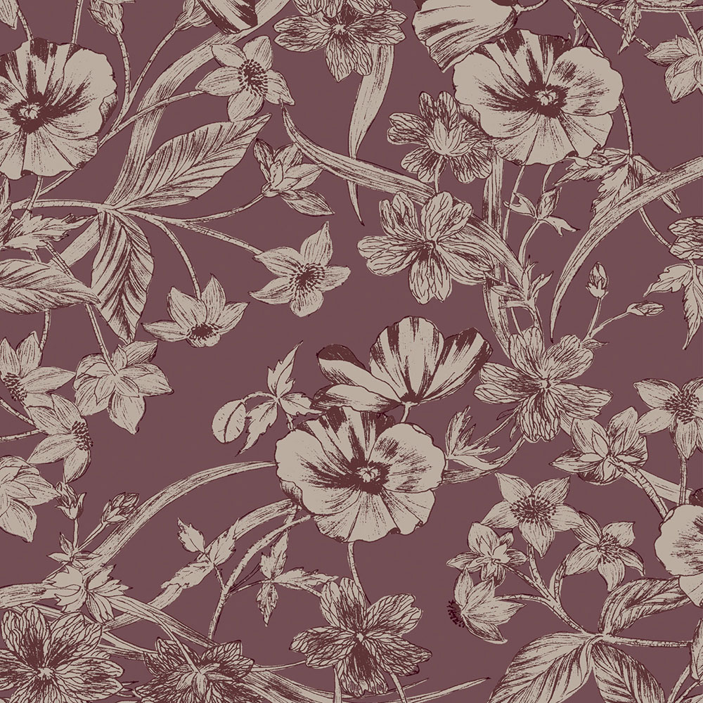 Ostružinová vliesová tapeta na zeď,  metalické květy, 121086, Laura Ashley 3
