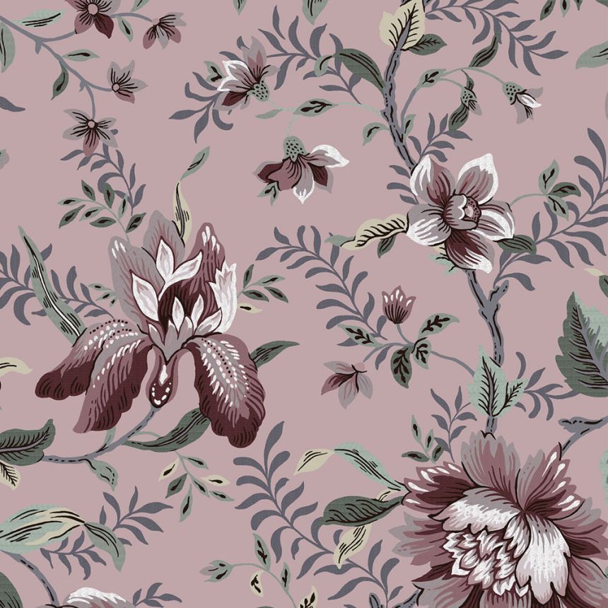 Ostružinová vliesová tapeta s květinovým vzorem, 121091, Laura Ashley 3