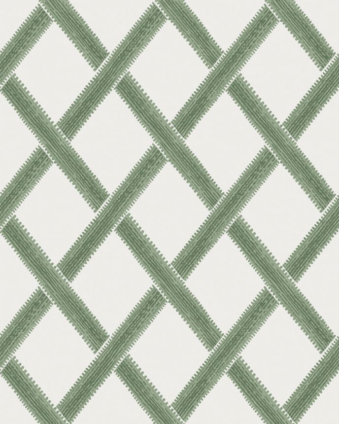 Bílo-zelená vliesová geometrická tapeta na zeď, 120634, Retreat, Graham&Brown Premium