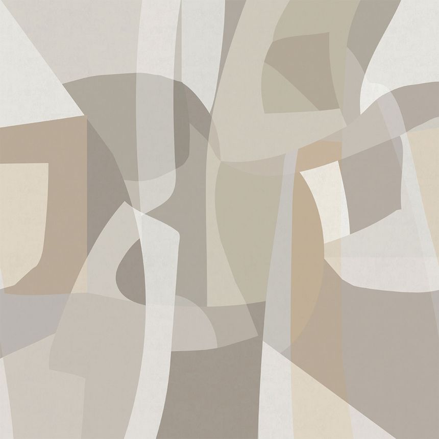 Geometrická vliesová obrazová tapeta na zeď, šedo-béžová, SOD27093, Soleado, Decoprint
