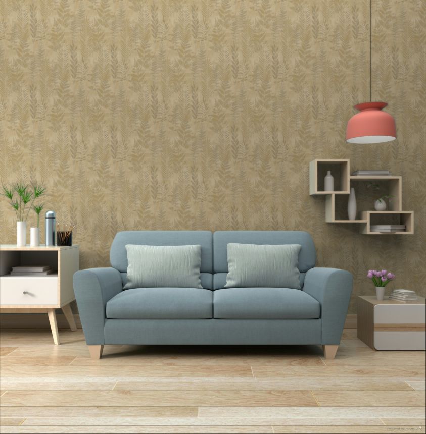 Hnědá vliesová tapeta s listy, RE25152, Reflect, Decoprint