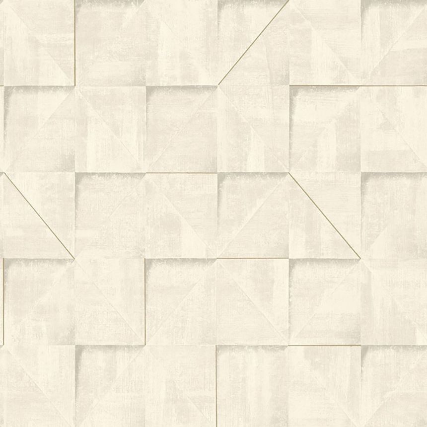 Béžová geometrická vliesová tapeta na zeď, 3D imitace obkladu, RE25171, Reflect, Decoprint