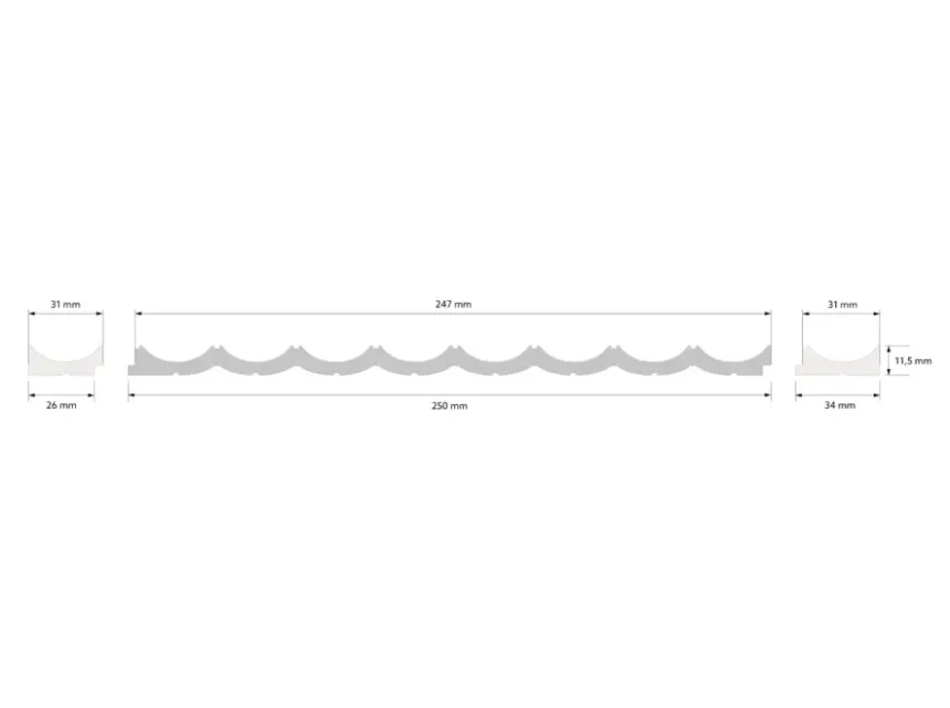 Lamela WP002LTP Duna levý stěnový profil 200x1,2x3,1cm Mardom