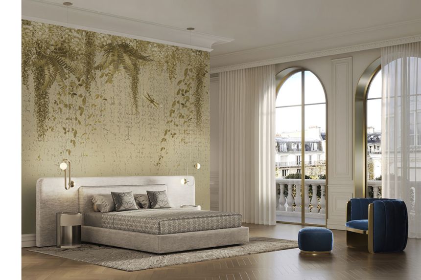 Luxusní vliesová obrazová tapeta na zeď, Vistárie a kapradiny, Z34975, Elie Saab 2