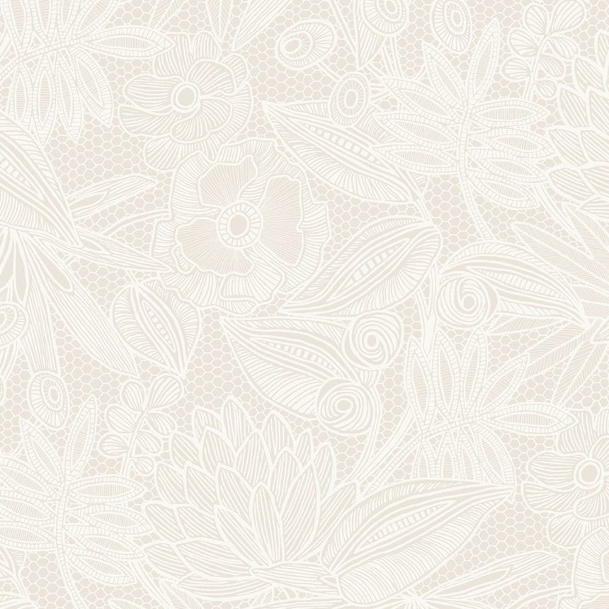 Krémová vliesová květinová tapeta na zeď, 340110, Gilded, Eijffinger