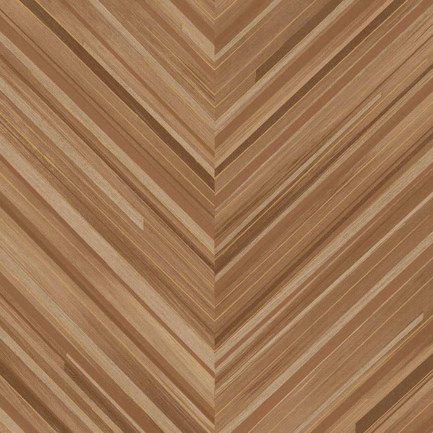 Hnědo-béžová geometrická vliesová tapeta na zeď, rybí kost, 340162, Gilded, Eijffinger