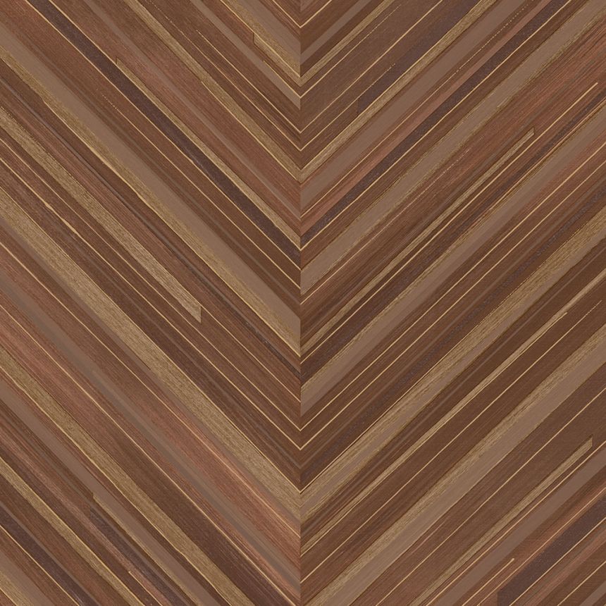 Hnědá geometrická vliesová tapeta na zeď, rybí kost, 340163, Gilded, Eijffinger