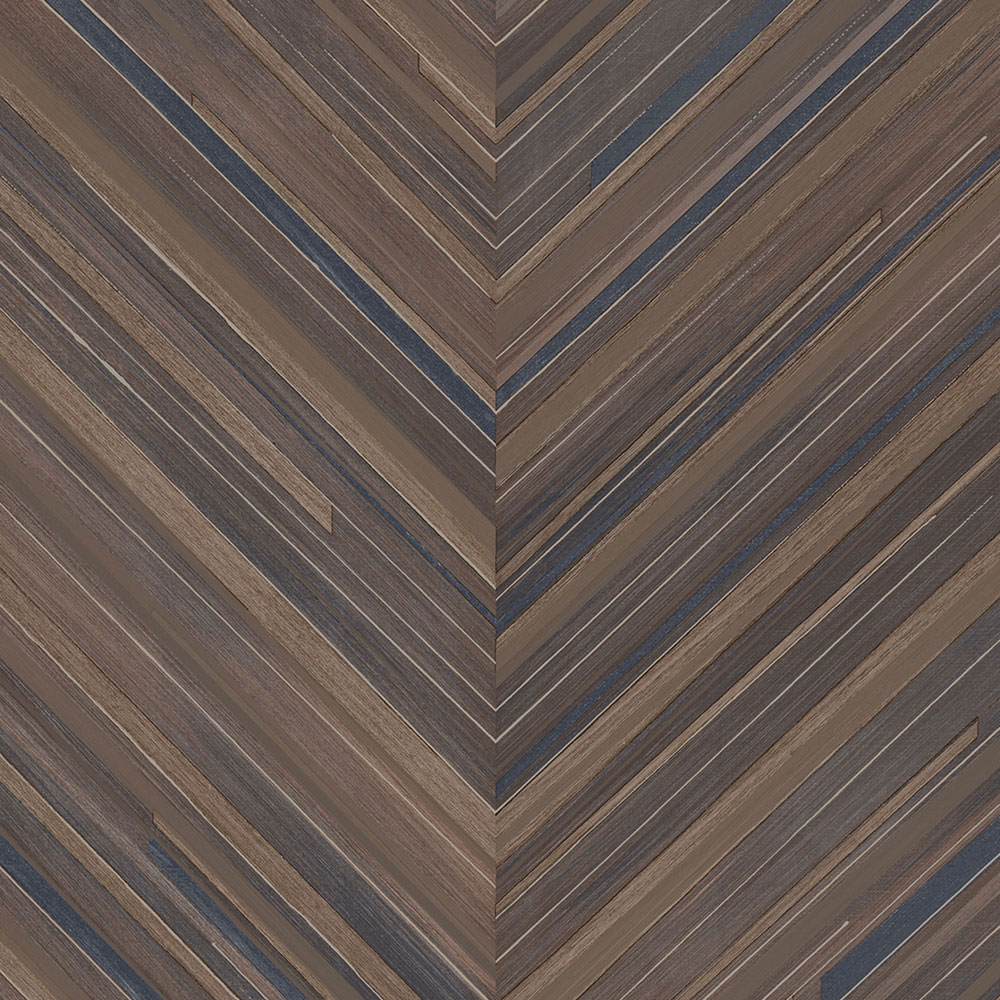 Hnědo-modrá geometrická vliesová tapeta na zeď, rybí kost, 340164, Gilded, Eijffinger