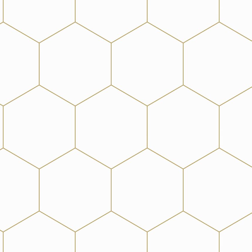 Geometrická vliesová tapeta na zeď, bílo-zlatá, 139312, Bloom, Esta Home
