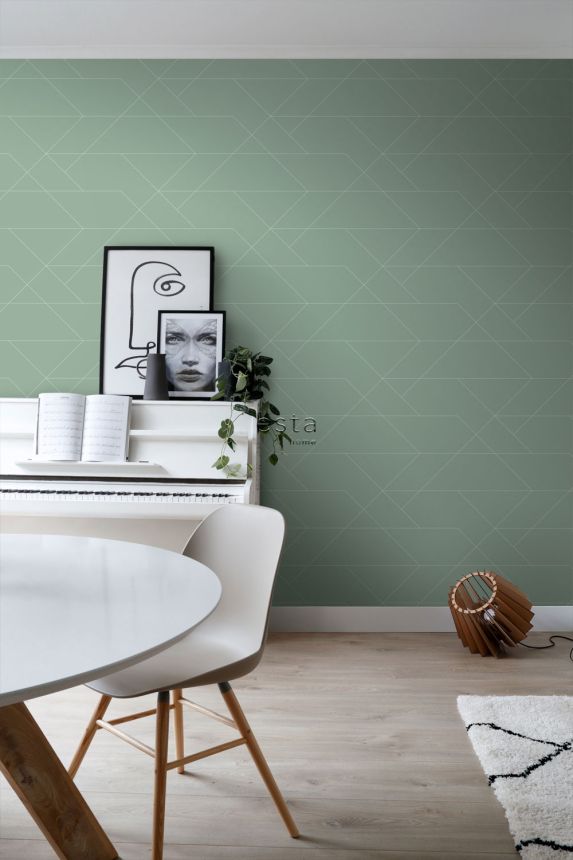 Geometrická vliesová tapeta na zeď, zelená, 139453, Bloom, Esta Home