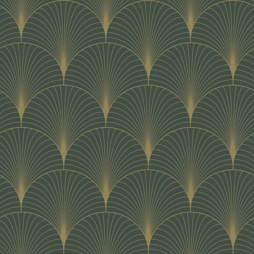 Vliesová tapeta na zeď, Art deco, zeleno-zlatá, 139584, Bloom, Esta Home