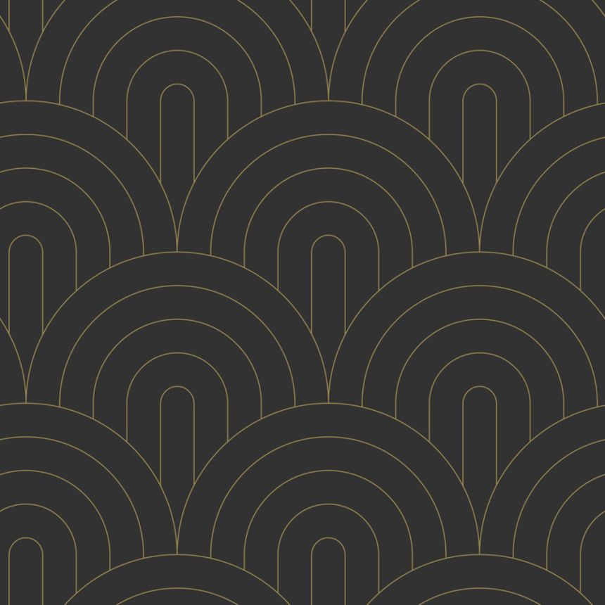 Vliesová tapeta na zeď, Art deco, černo-zlatá, 139742, Bloom, Esta Home