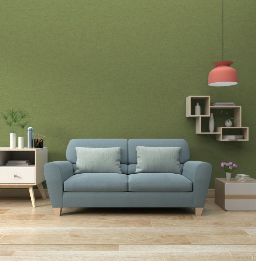 Vliesová tapeta na zeď, zelená, imitace látky, JOY305, Joy, Rhapsody, The Colour Book II, Masureel