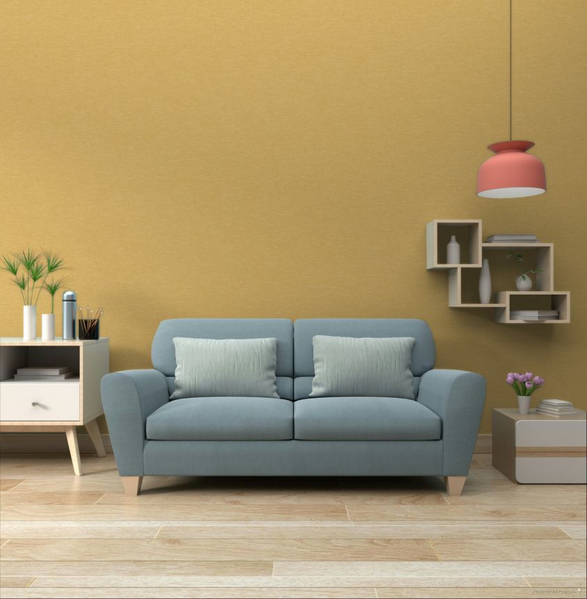 Vliesová tapeta na zeď, žlutá, imitace látky, JOY306, Joy, The Colour Book II, Masureel