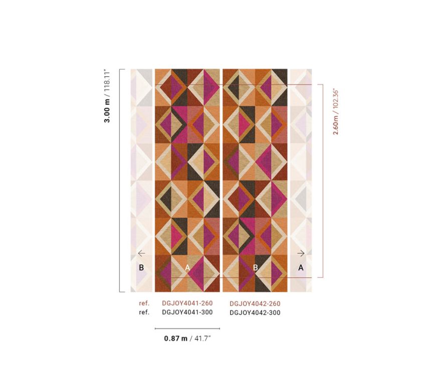 Geometrická vliesová obrazová tapeta na zeď, hnědo-fialová, DGJOY4041-260, Joy, Masureel