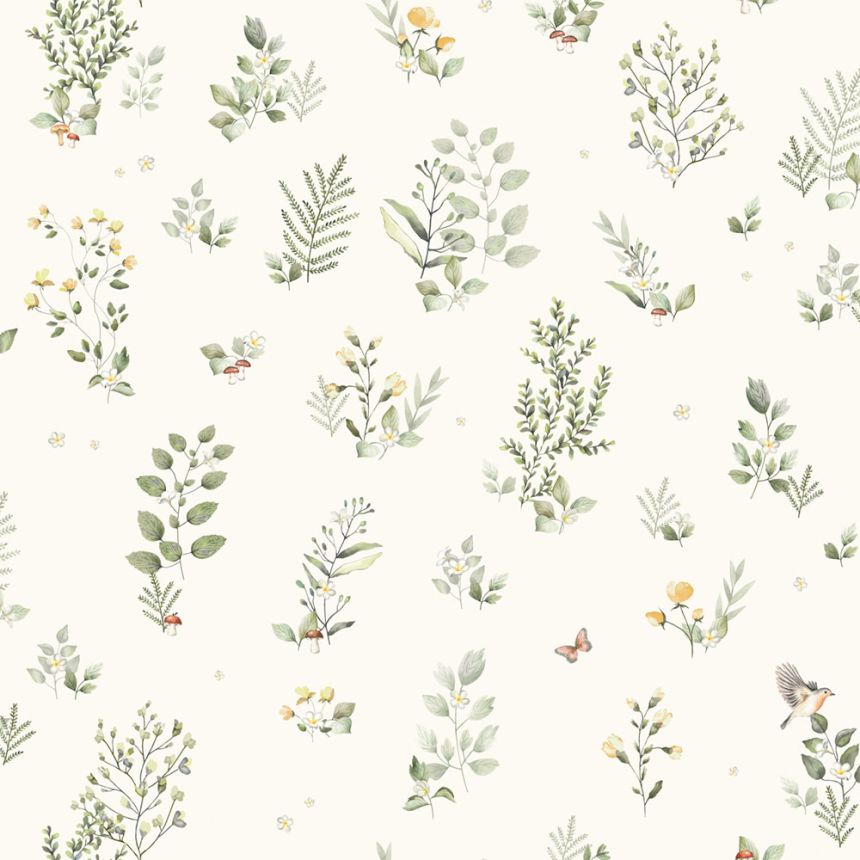 Vliesová tapeta s rostlinami a ptáčky, 973-1, Mika,  ICH Wallcoverings