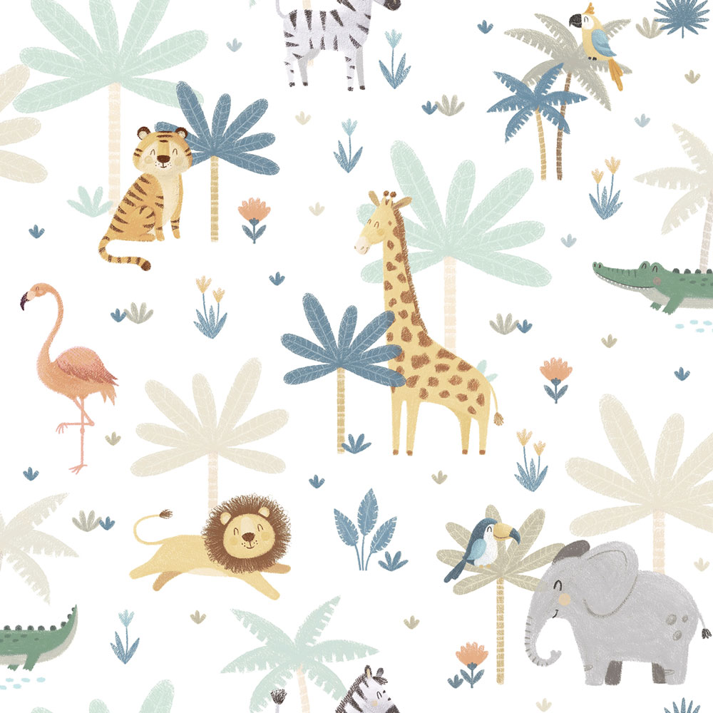 Dětská vliesová tapeta se zvířátky z džungle, 974-2, Mika,  ICH Wallcoverings