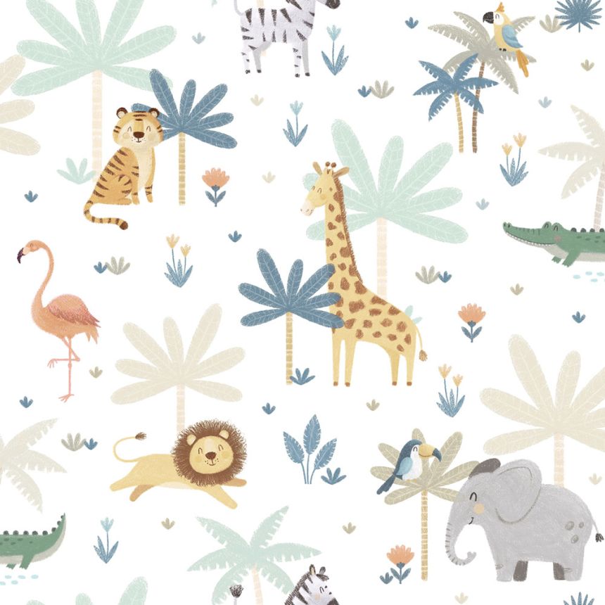 Dětská vliesová tapeta se zvířátky z džungle, 974-2, Mika,  ICH Wallcoverings