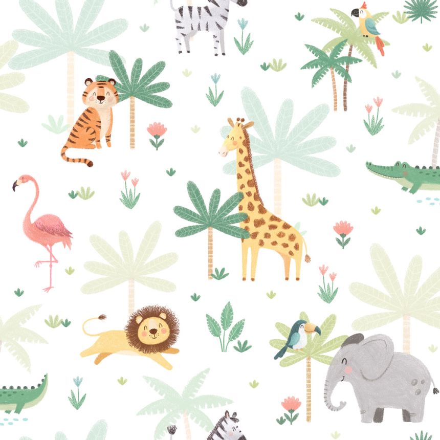 Dětská vliesová tapeta se zvířátky z džungle, 974-3, Mika,  ICH Wallcoverings