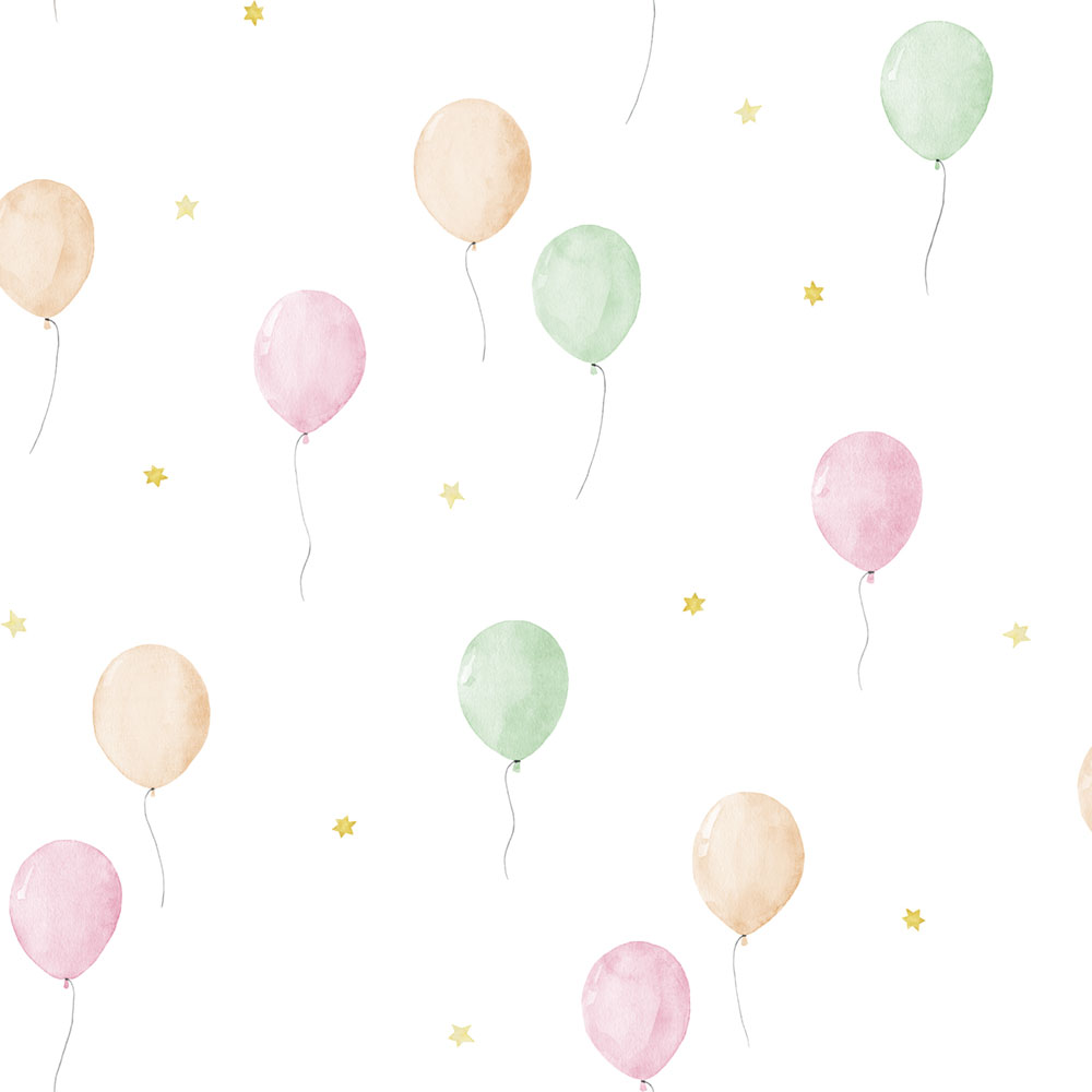 Dětská vliesová tapeta s balonky a hvězdičkami, 970-1, Mika,  ICH Wallcoverings